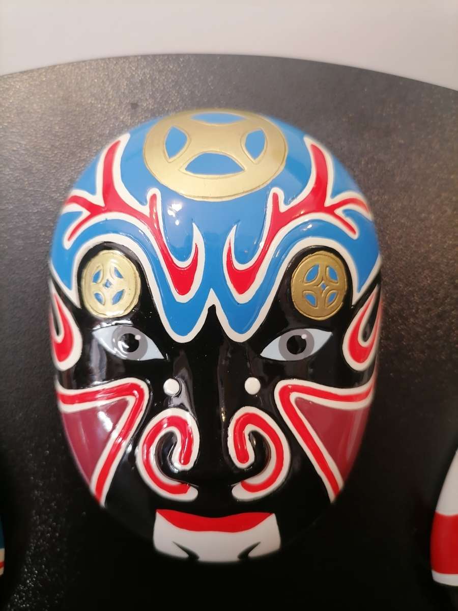 Chinese opera masks plaque | Chinese opera facial makeup | ceramic masks mounted/Stand hand painted