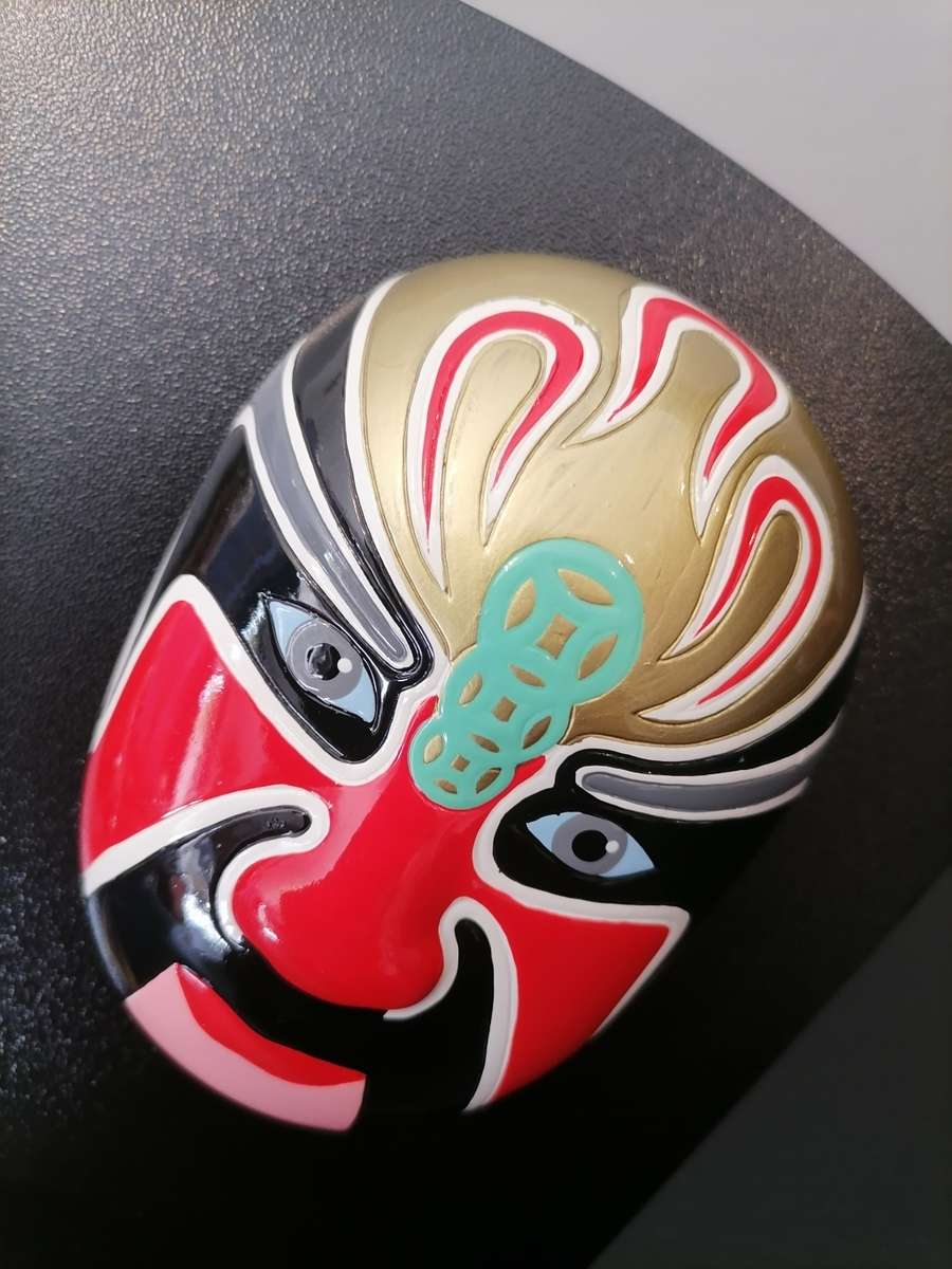 Chinese opera masks plaque | Chinese opera facial makeup | ceramic masks mounted/Stand hand painted