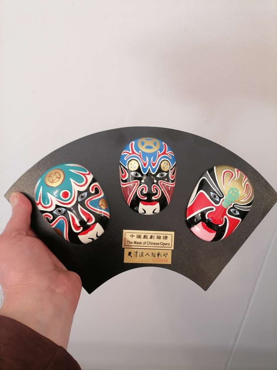 Chinese opera masks plaque | Chinese opera facial makeup | ceramic masks mounted/Stand hand painted