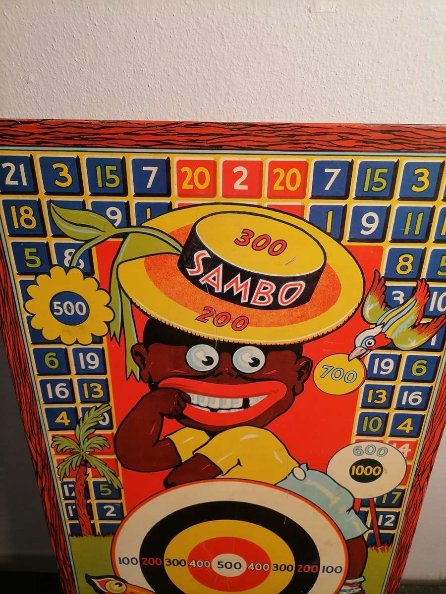 RARE 1933 TIN WYANDOTTE BLACK SAMBO DART BOARD - 91 YEARS OLD - NO RUST - VERY RARE AMAZING