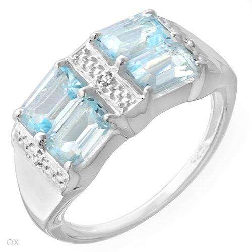 Was R425.0 Ring With 2.81ctw Precious Stones - Genuine Diamonds and Aquamarines Beautifully Designed