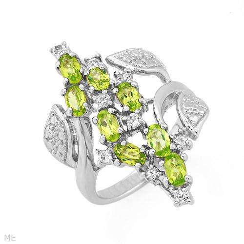 Fashionable Ring With 2.29ctw Precious Stones - Genuine Peridots and Topazes Crafted in 925 Sterling
