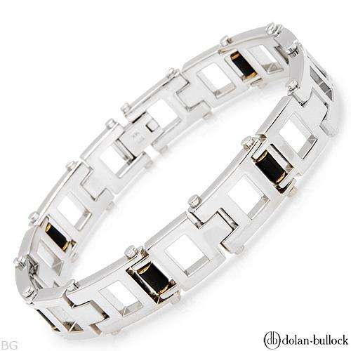 DOLAN BULLOCK Pleasant Brand New Gentlemens Bracelet With Genuine Onyxes Made in 14K/925 Gold plated