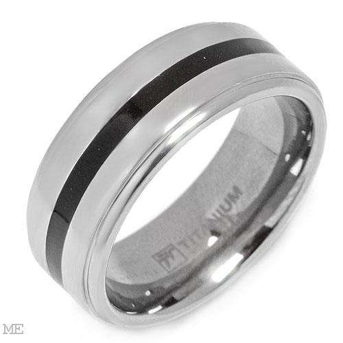 SPECIAL!!!!Elegant Gents Comfort fit Ring Made of Black Resin and Titanium- Size 8