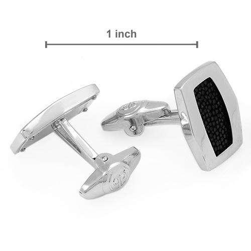 DOLAN BULLOCK Fashionable Brand New Cuff Links Well Made in Black Genuine stingray leather and 925 S