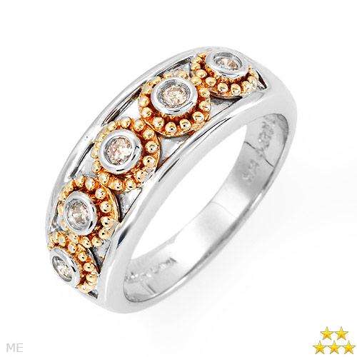Elegant and Beautiful Ring With Genuine Natural Color Diamonds Made in 14K Yellow Gold and925 Sterli