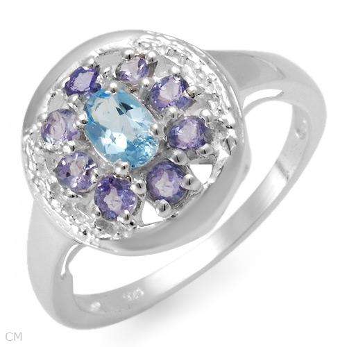 Elegant Ring With 1.45ctw Precious Stones - Genuine Tanzanites and Topaz Well Made in 925 Sterling