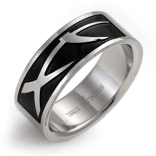 Nice Gents Comfort fit Ring Well Made in Black Enamel andStainless steel.