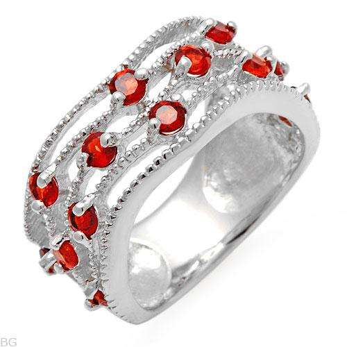 Wonderful Ring With 1.10ctw Genuine Garnets Beautifully Crafted in 925 Sterling silver- Size 6.5