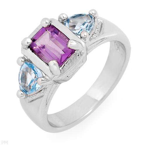 Majestic Ring With 2.50ctw Precious Stones - Genuine Amethyst and Topazes Made in 925 Sterling silve