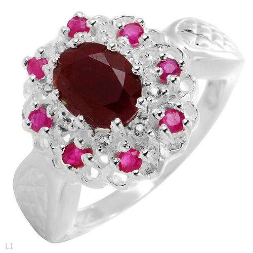 Stylish Brand New Ring With 2.06ctw Precious Stones - Genuine Ruby and Topazes Made of 925 Sterling