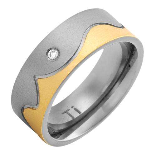 Elegant and Beautiful Brand New Gentlemens Band Ring With Cubic zirconia Crafted in 14K/Ti Gold plat