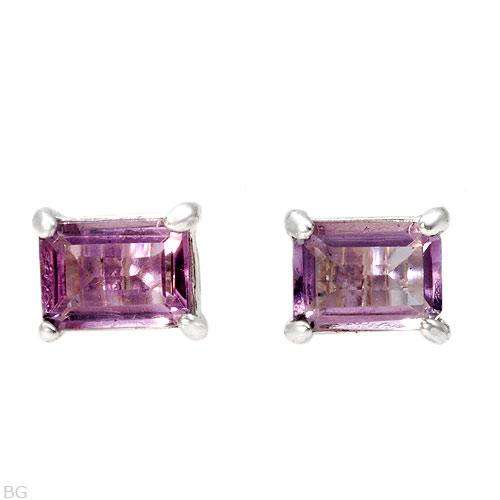 Irresistible Brand New Stud Earrings With 1.90ctw Genuine Amethysts 925 Sterling silver Length 8mm