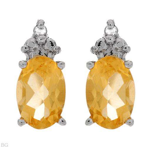 Wonderful Brand New Stud Earrings With 0.85ctw Precious Stones - Genuine Citrines and Diamonds in 92