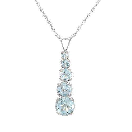 Stylish Brand New Necklace With 1.40ctw Genuine Aquamarines White Gold Length 17.75in