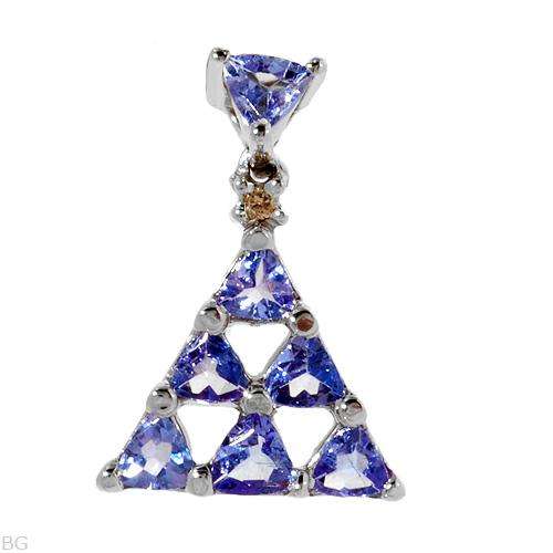 Stylish Brand New Pendant With 0.96ctw Precious Stones - Genuine Diamond and Tanzanites Crafted in W