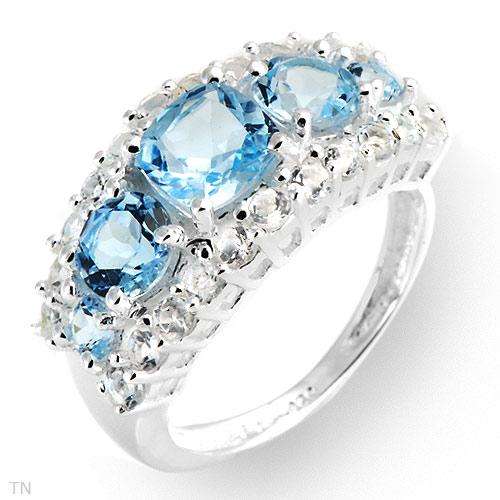 Charming Ring With 3.55ctw Genuine Topazes Beautifully Designed in 925 Sterling silver- Size 6