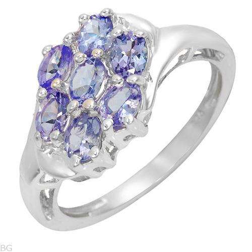 Vibrant Brand New Ring With 1.19ctw Genuine Tanzanites Well Made in 925 Sterling silver- Size 7