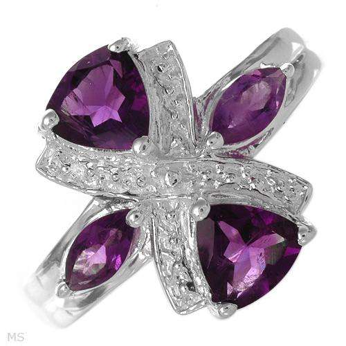 Pleasant Brand New Ring With 1.90ctw Genuine Amethysts Crafted in 925 Sterling silver. Total item we