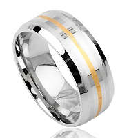 Brand New High quality Stainless Steel Gents Rings  with gp inlay size11 SA  Size V