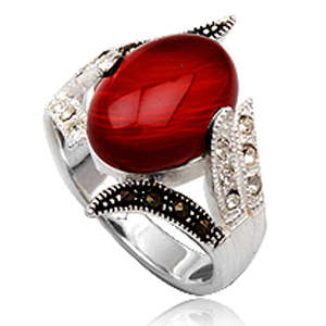 Nice Brand New Ring With Quartz, Marcasite, and simulated diamonds in 925 Sterling silver.