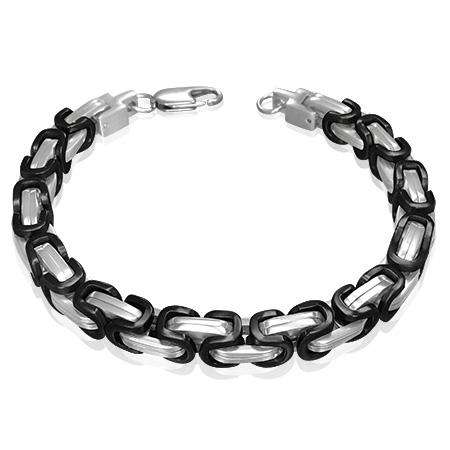 8mm Stainless Steel 2-tone Byzantine Link Bracelet , weight 54.40 gr and is 21cm long