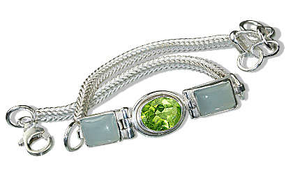 PERIDOT CHALCEDONY BRACELET : Peridot and chalcedony in the pretty silver