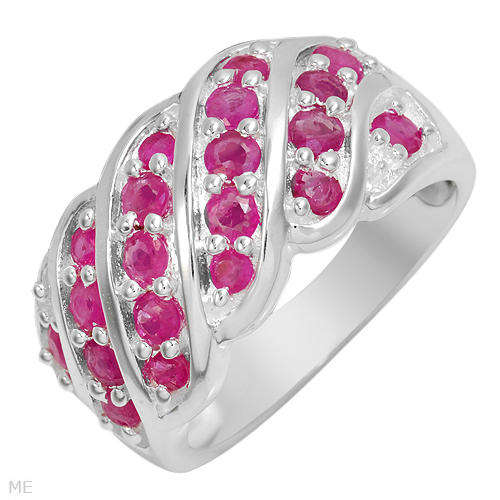 Attractive Brand New Ring With 1.42ctw Genuine Rubies Crafted in 925 Sterling silver. Total item wei
