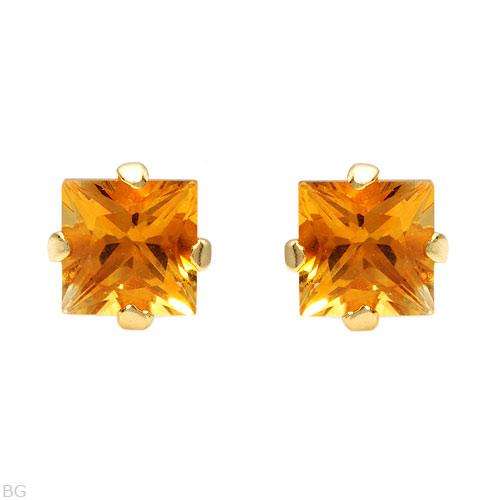 Attractive Brand New Stud Earrings With Genuine Citrines Made in 14K/925 Gold plated Silver Length 5