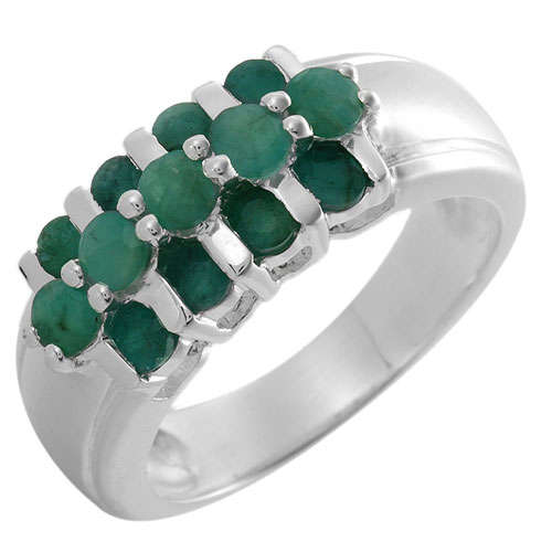 Charming Brand New Ring With 1.06ctw Genuine Emeralds Made in 925 Sterling silver- Size 7