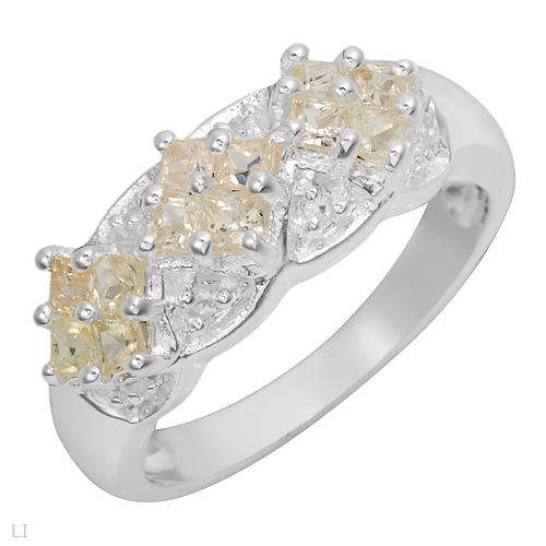 Stylish Brand New Ring With 0.76ctw Precious Stones - Genuine Sapphires and Topazes Beautifully Craf