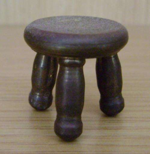 Printers Tray Item - Three-Legged Stool - metal unknown, possibly brass - condition as per images.