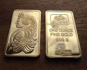 PAMP Suisse 1oz gold clad bar