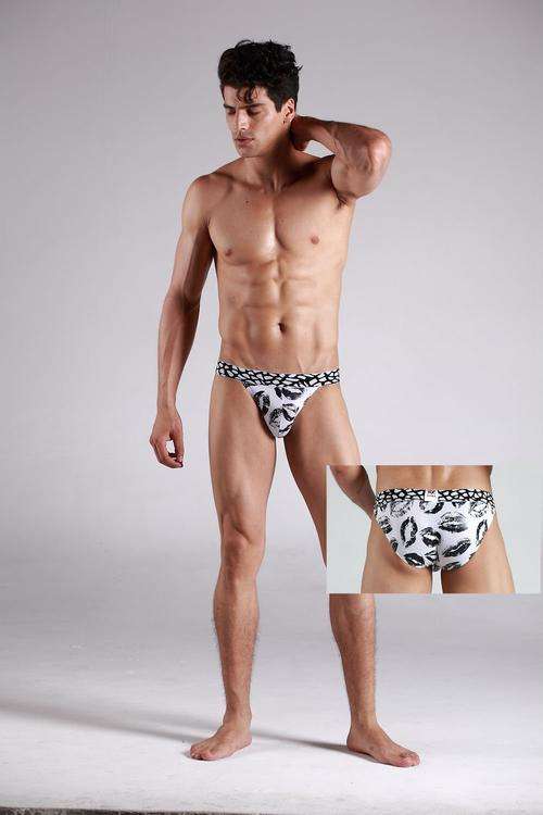 BLACK/WHITE LIPSTICK TANGAS  MENS UNDERWEAR