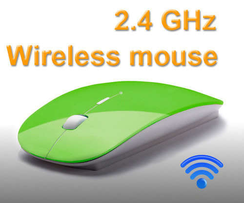 Aerodynamic 2.4GHz Wireless Optical Mouse - Green