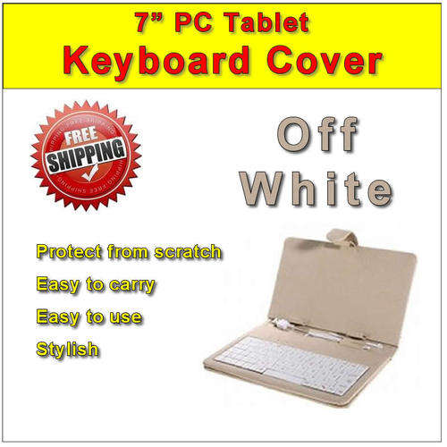 DELUXE Keyboard Case for 7 Inch Android PC Tablet-off white
