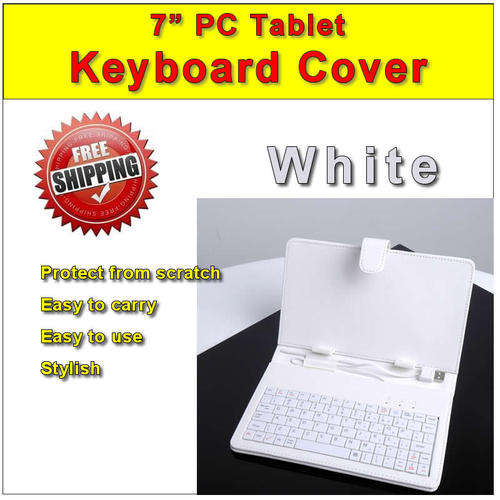 DELUXE Keyboard Case for 7 Inch Android PC Tablet-white