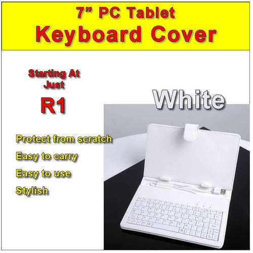 DELUXE Keyboard Case for 7 Inch Android PC Tablet - White Color