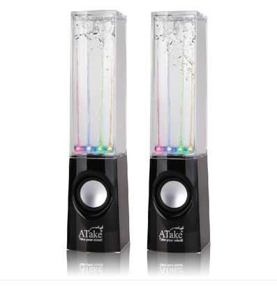 Dancing Water Speakers With LED Fountain Effect - Black
