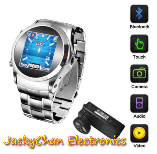 High Tech watch phone with 1.5" touch screen, mp3, mp4, bluetooth, video, camera & audio