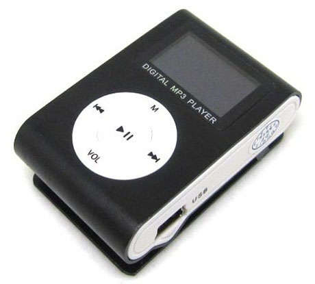 Mini Clip Mp3 Players with LCD Screens in Black