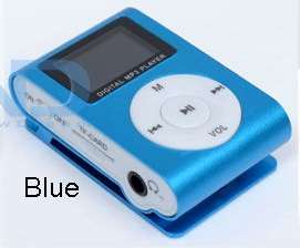Mini Clip Mp3 Players with LCD Screens in Blue