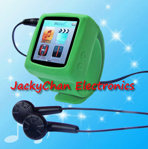 1 green color strap multi-functional - MP3, MP4, audio recorder & FM Radio watch with a 1.5" screen