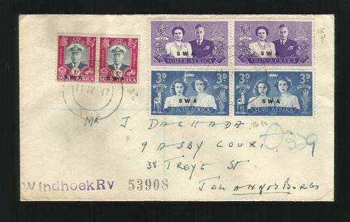 SWA. Complete set of overprinted Union pairs on addressed envelope. Nice cancellation