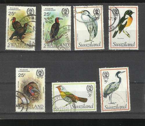 Swaziland. 7 Bird stamps. Used/hinged