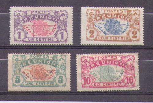 Reunion. Group of 4 stamps. Mix mint/used/hinged/rust