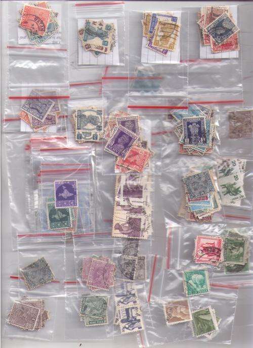 India Many stamps filed in 39 reclosable bags.Duplications/unchecked. See note