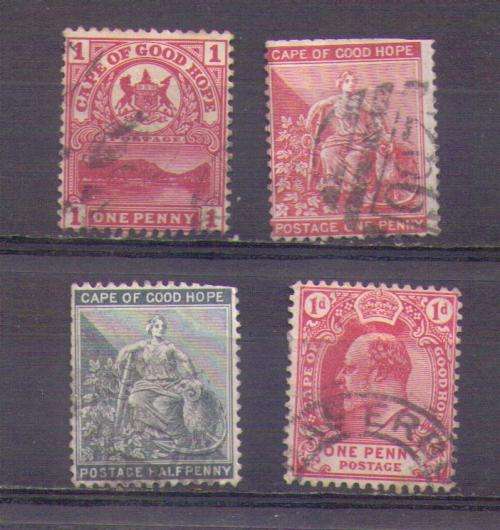 Cape of Good Hope. 4 Different stamps Used some very slightly hinged