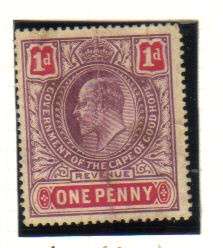 Cape of Good Hope. 1 x 1d revenue stamp. Mint/hinged/crease