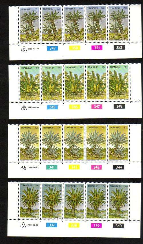 Transkei. Full set of 4 Control strips. 337-352. MNH